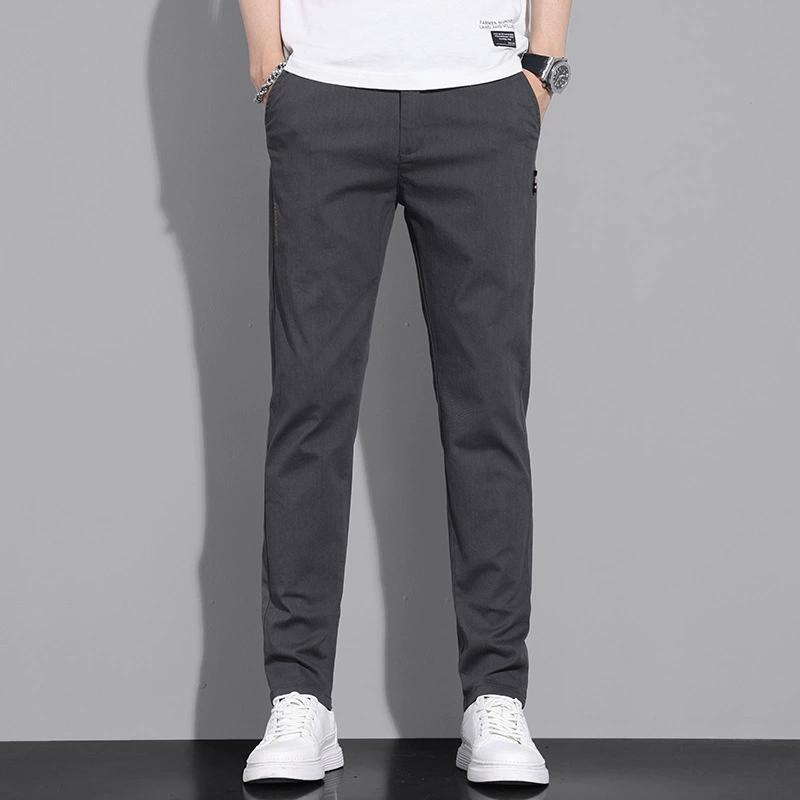 Men's Casual Pants Spring Summer Thin Business Straight Cotton Stretch Classic Work Trousers Korean Clothing