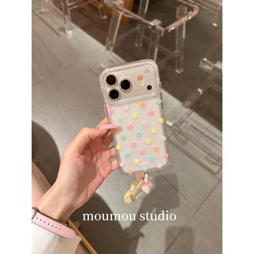 Niche simple color polka dot matte is suitable for Apple iPhone17promax mobile phone case 16pro female 15