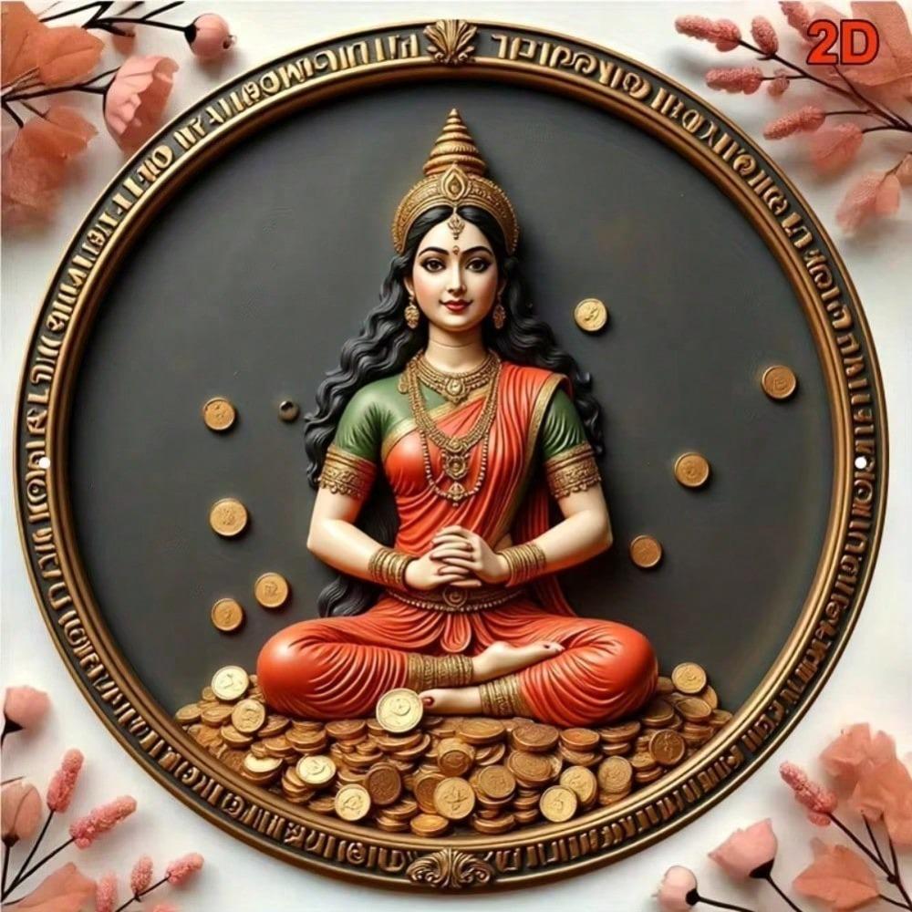 Round Metal Tin Sign Lakshmi Vintage Home Decor Wall Art Plaque