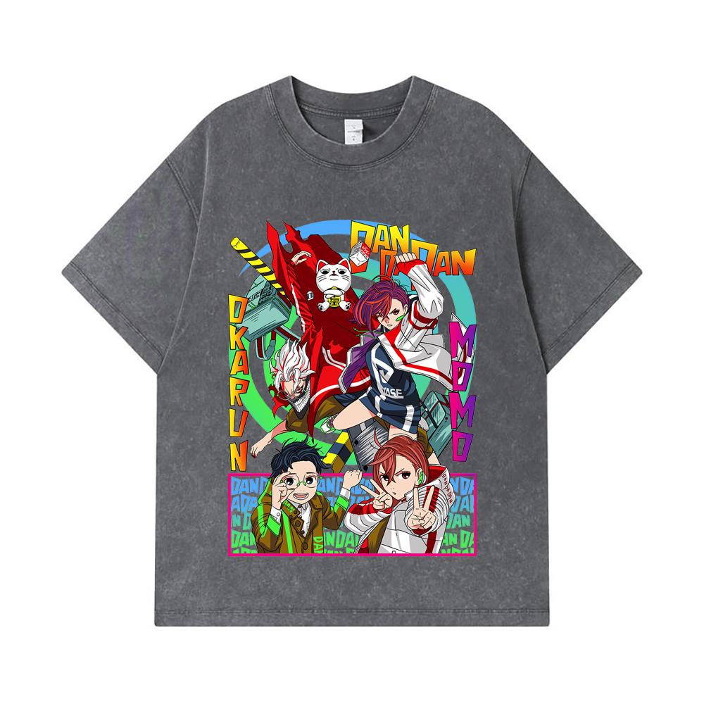 275 GSM Washed T-shirts 100% Cotton DanDaDan V8 Print Unisex Heavy Cotton T Shirt
