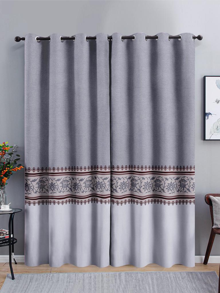 Chinese Pattern Simple Atmosphere Bedroom Curtain 3D Digital Printing Blackout Curtain Punching