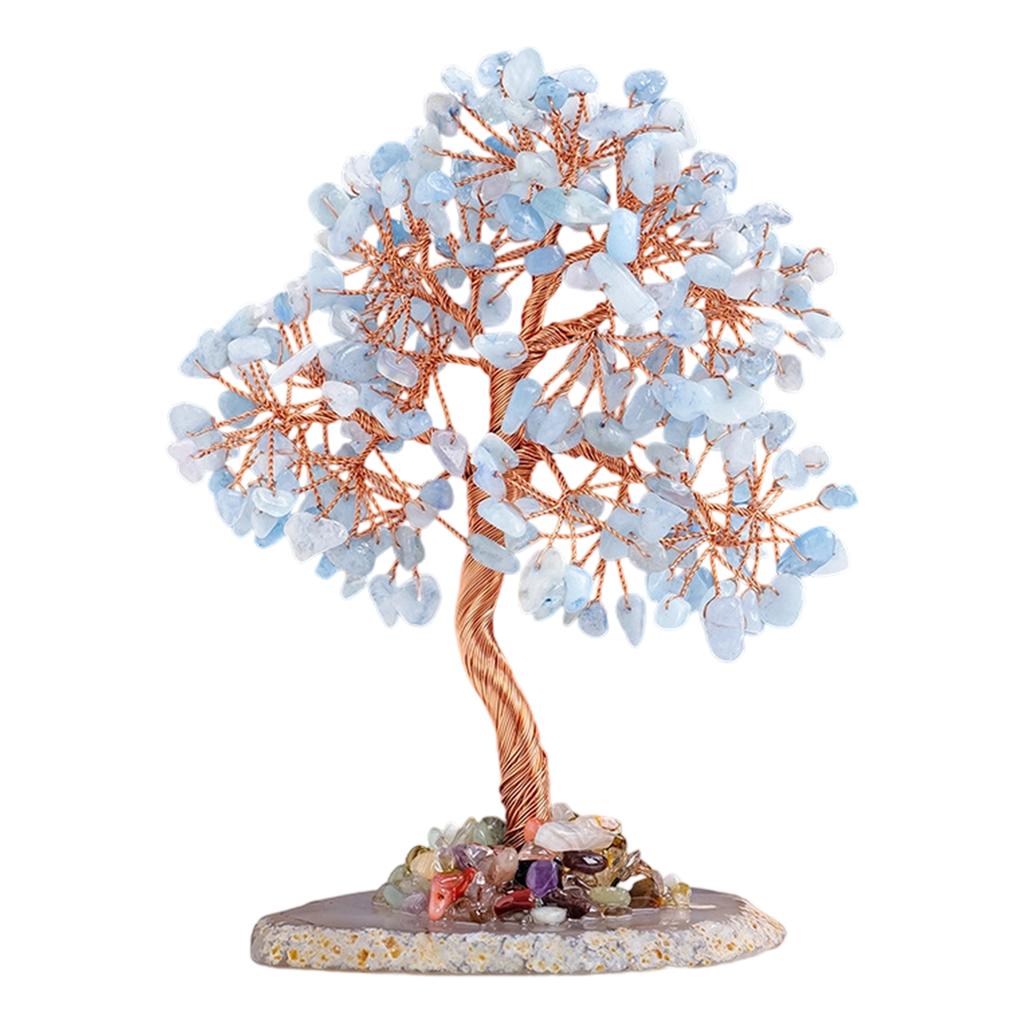 Crystal Stone Money Tree Sculpture Lucky Tree Enhancing Luck and Prosperities for Home or Office Display