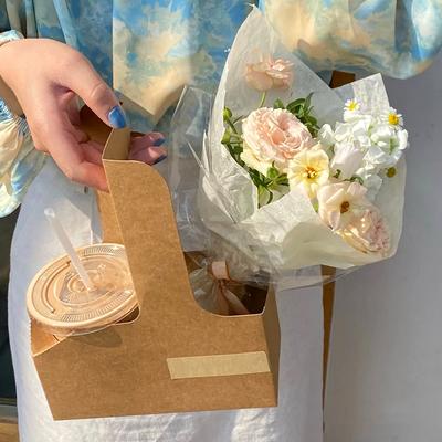 5PCS Multi-Purpose Mother's Day Flower Bouquet Packaging Christmas Gift Box Eco-Friendly Milk Tea Cup Holder Creative 17.5x22.5cm