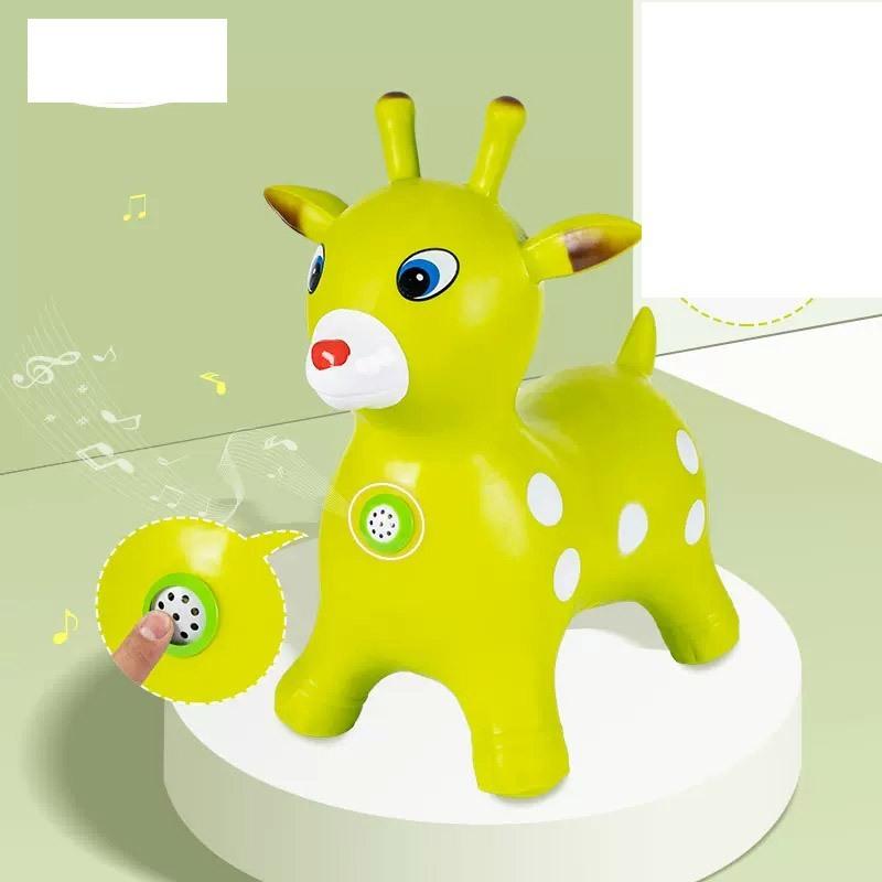 Haha Ball Jump Horse Children'S Jump Deer Baby Inflatable Horse Outdoor Toys Enlarged Thickened Mount Net Red Green Horse