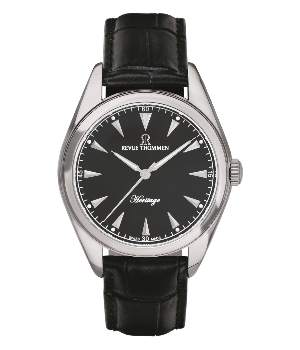 

Чоловічий автоматичний швейцарський годинник Revue Thommen, зроблено, 21010.2538, чорний
