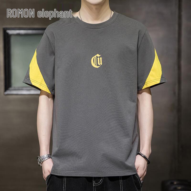 ROMON Men s Summer Pure Cotton Loose Fit Short Sleeve T-Shirt 4XL