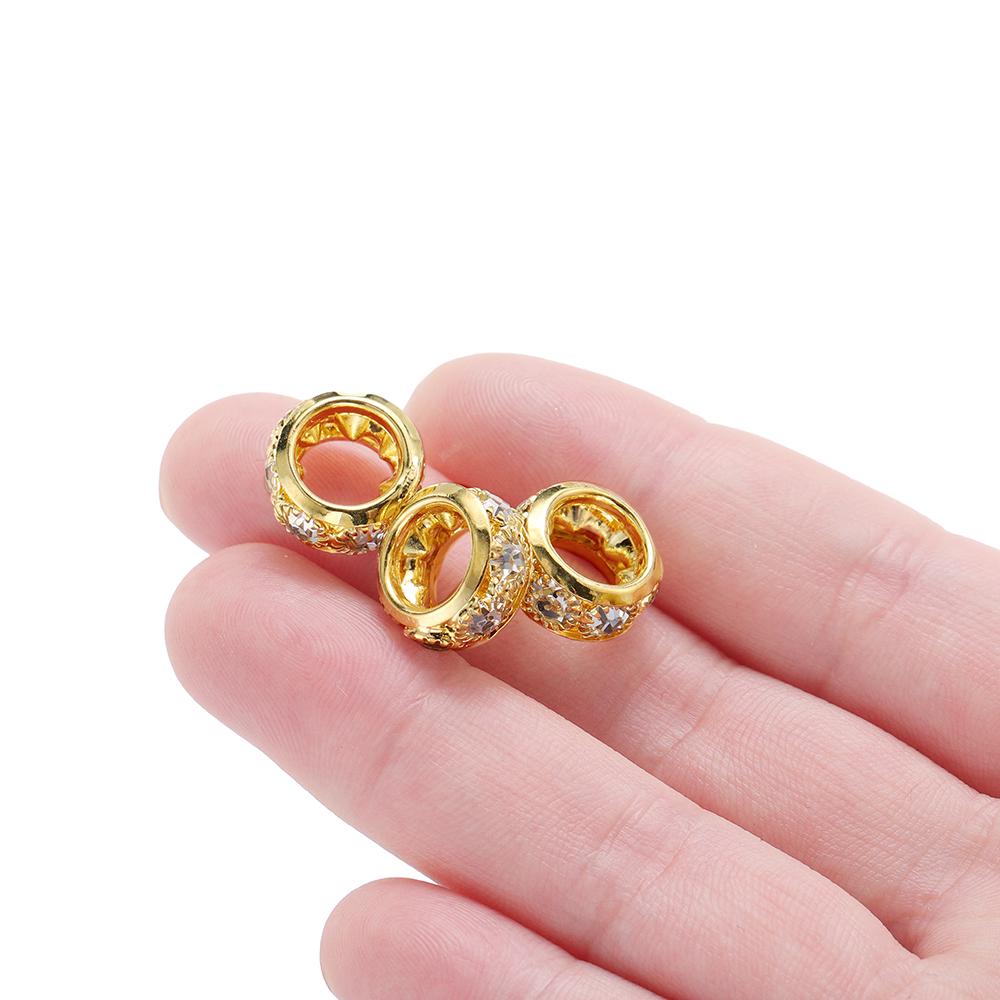 20pcs/lot Rhinestone Spacer Copper Beads Crystal  Rondelles Metal Beads For DIY Jewelry  Making Suppiles