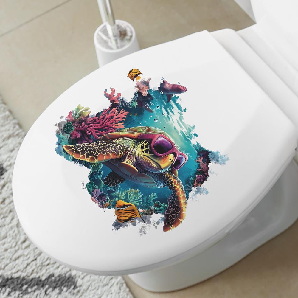Underwater World Sea Turtles Coral Bathroom Bathroom Decoration Wall Stickers