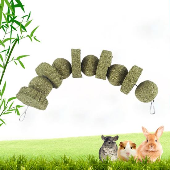 Yousheng Hamster Chew Toy Rich Fiber Teeth Grinding Toy Handmade Natural Grass Cake and Grass Ball for Small Animals