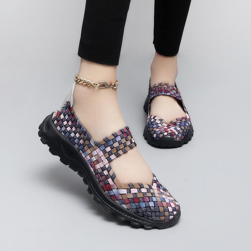 Summer Mary Jane Sandals Lady Handmade Braid Sandals Women Color Weave Girl Beach Shoes Plus Size
