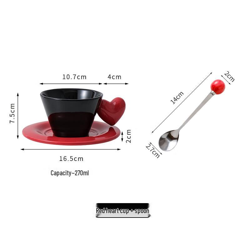 Креативный набор керамических кружек для кофе в форме сердца Cup, Saucer & Spoon Set