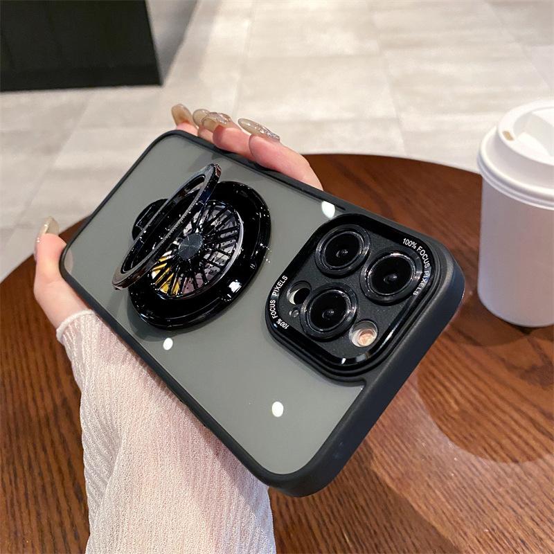 Metal Lens Is Suitable for Apple 15 Mobile Phone Case, Transparent IPhone16 Gyro Magnetic Suction Bracket 14promax Hard Case.