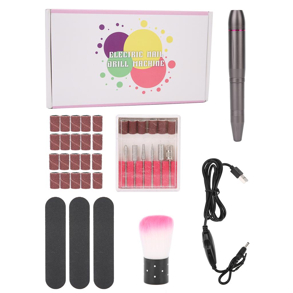 Nail Drill Nail Trimming Shaping Polishing Detachable USB Portable Nail Care Tool Kit