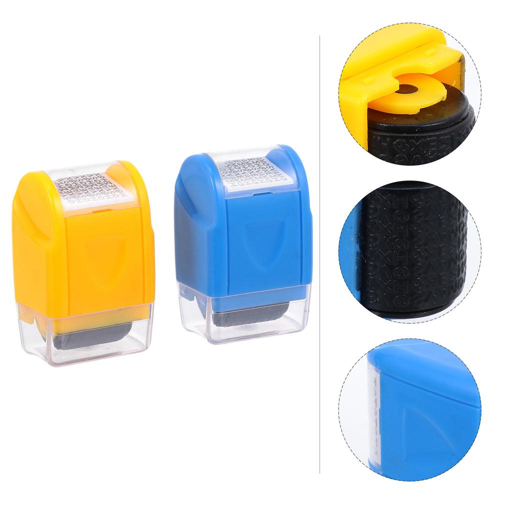 2Pcs Privacy Protection Stamps Compact Plastic Identity Guard Garbled Seals Reusable Waterproof Roller Security Identity Theft