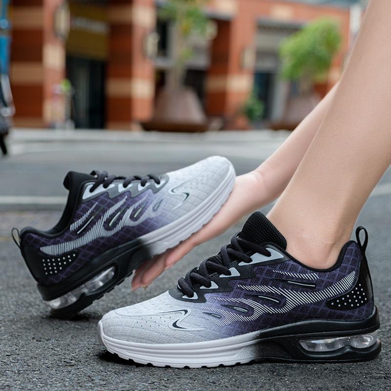 Women's Gradient Air Cushion Sneakers - Breathable Mesh Athletic Running Shoes with Shock-Absorbing Sole