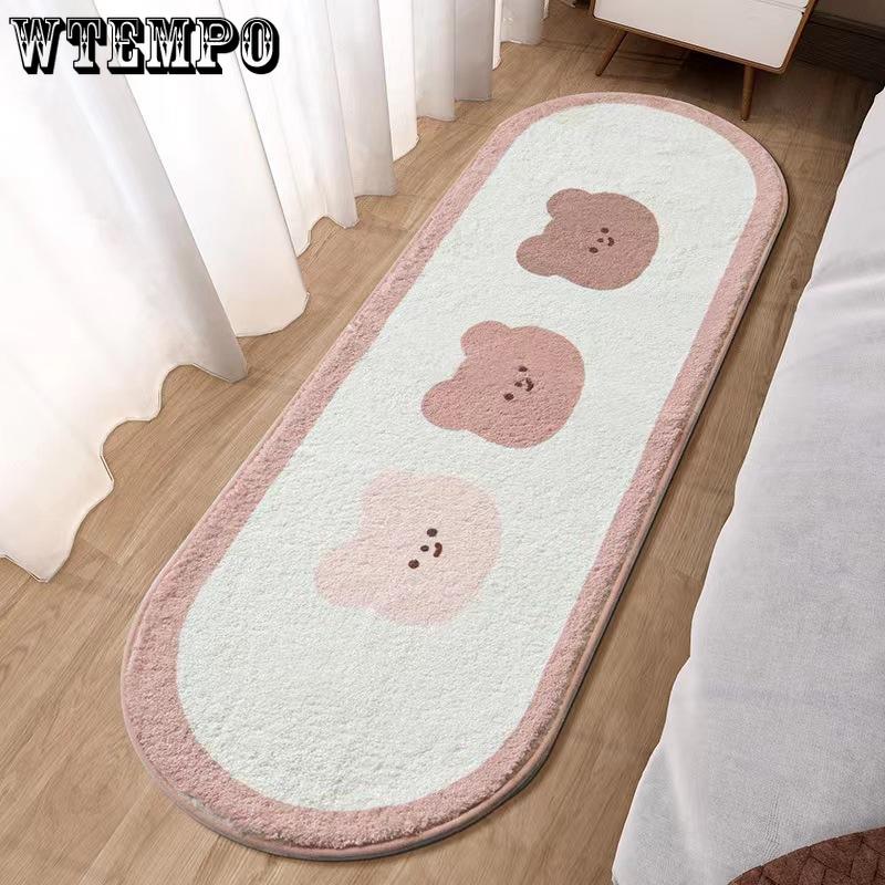 Cartoon Bedroom Carpet Long Strip Plush Floor Mat Living Room Sofa Coffee Table Non-slip Foot Mat