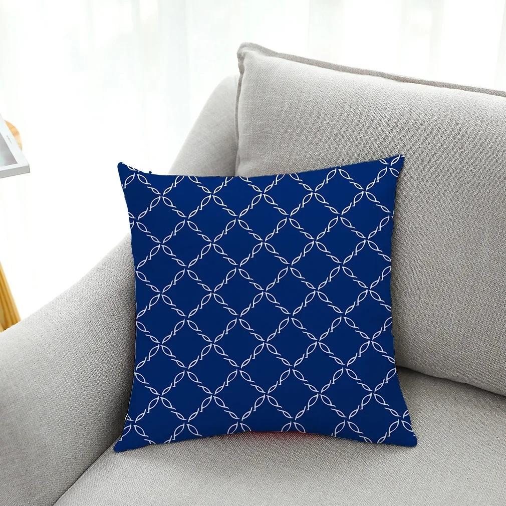 Office Living Room Home Pillowcase Blue and White Porcelain Printed Pillowcase Car Ornaments