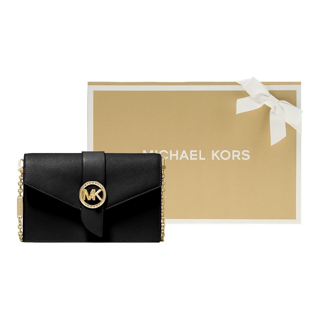 Michael Kors MK Charm Letter Logo Flap Solid Color Chain Commuter Leather Crossbody Shoulder Bag Women Bags Black 32S0G00C6L-001