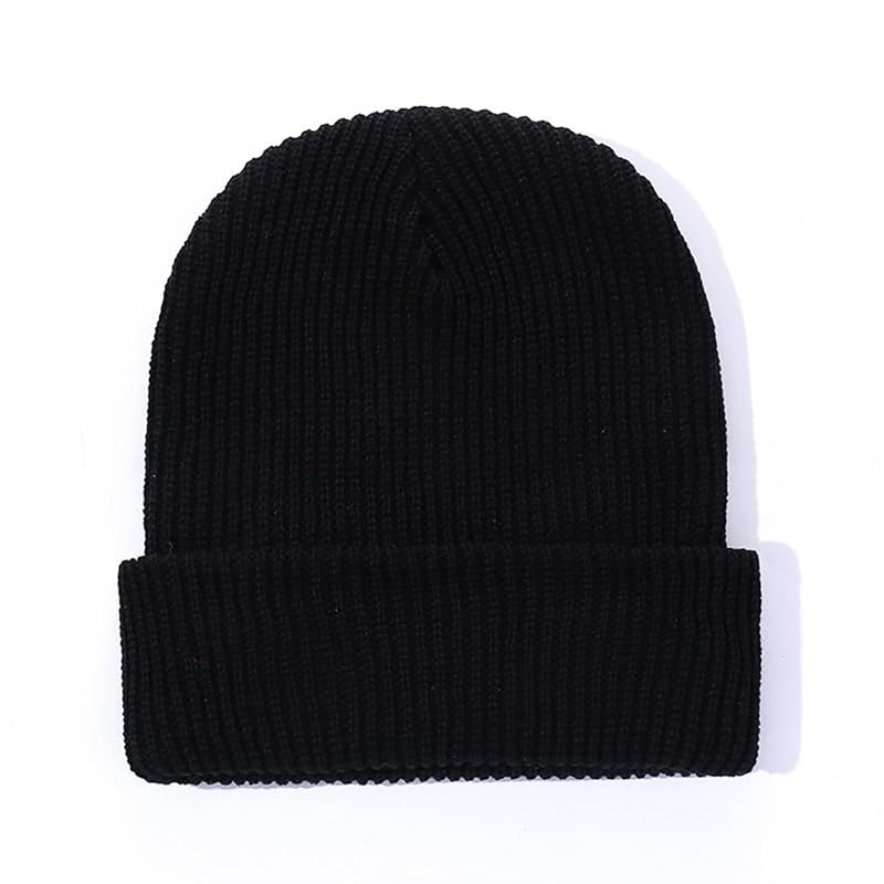 

[Weuiean] knit hat beanie men s ladies hat beanie hat Cold protection warm turn back unisex CGPM-34 (black)
