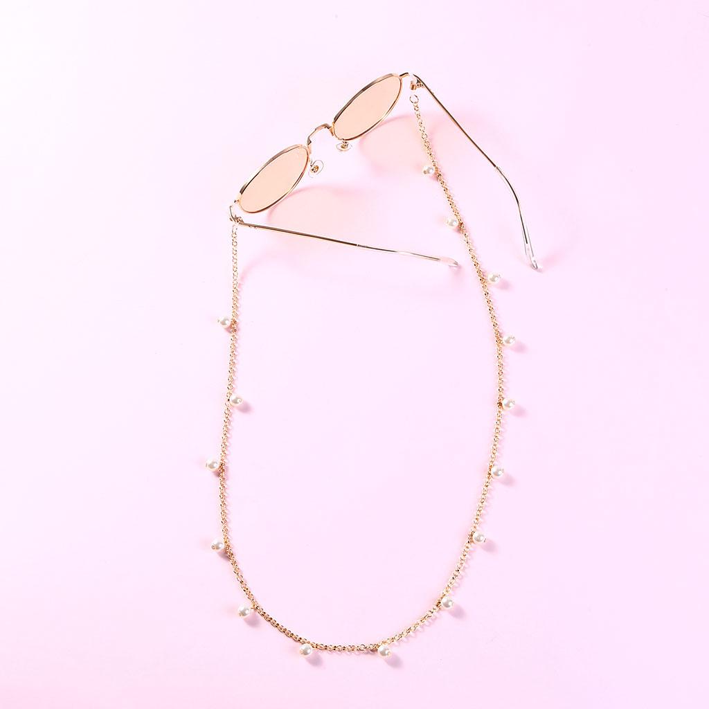 Women Fashion Artificial Pearl Beads Nonslip Interlok Eyeglass Chain