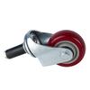 Medium Dual-Axle Jujube Red 12x60 Threaded Brake Caster Wheel for Flatbeds