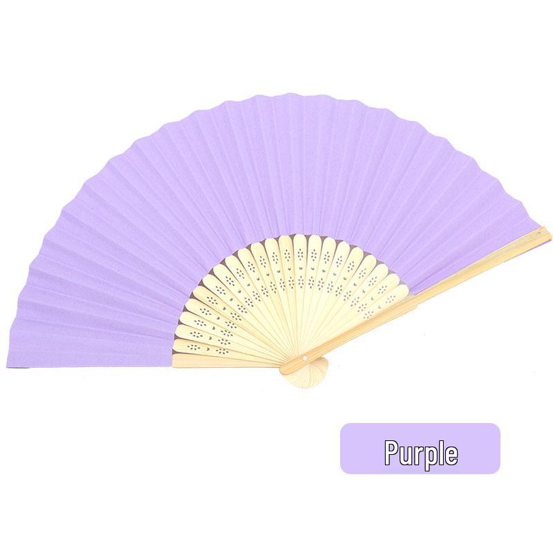 Solid Color Bamboo Folding Fan for DIY Crafts - Children's Kindergarten Material, Customizable with Logo or Text