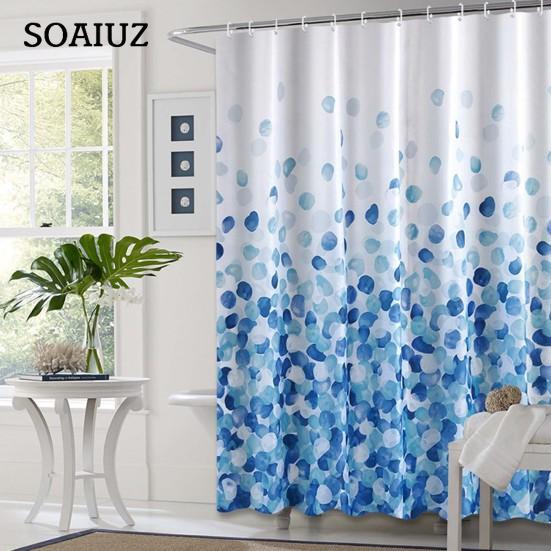 Drape Resistant Bath Wear Wrinkle Resistant Lightweight Long Geometrical Printed Shower Curtain For Hotel