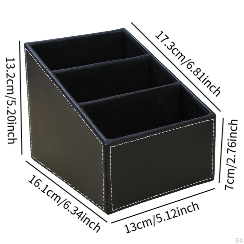 Desk Organizer Remote Control Holder Organization PU Leather Cosmetic Desktop Storage