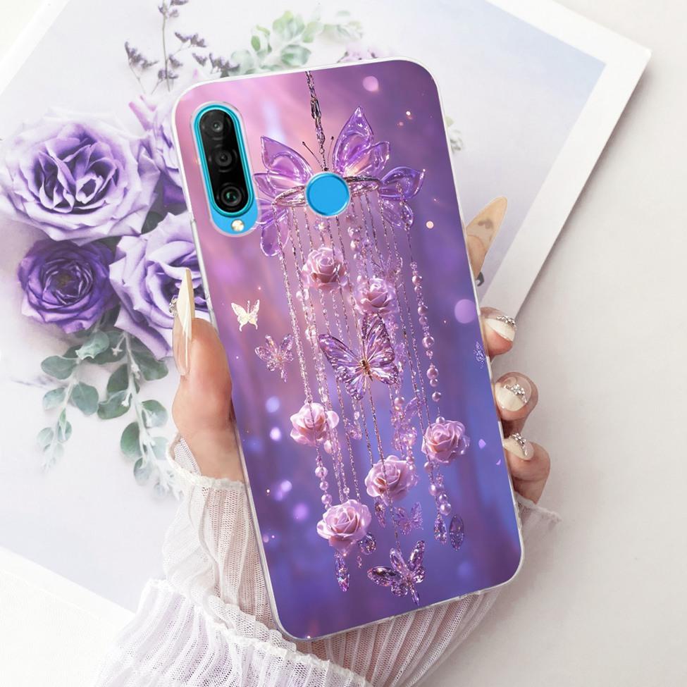 Transparent For Huawei P30 Lite Case Cover Cute Cat Fashion Butterfly Funny Painted Casing MAR-L01A MAR-L21A MAR-LX1A