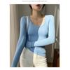 Women Solid High Elastic Slim Long Sleeve Round Neck Casual Bottoming T Shirt