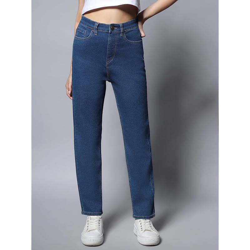 HIGH STAR Women s Straight Fit Stretchable Jeans (HSWJNW23101_IG3_Blue_36) 36 синий