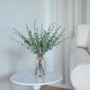 VIERENA 17.5" Artificial Eucalyptus Stems In Glass Vase with Faux Water,Fake Plant Eucalyptus Leaves White Seeds for Centerpiece Table Decorations
