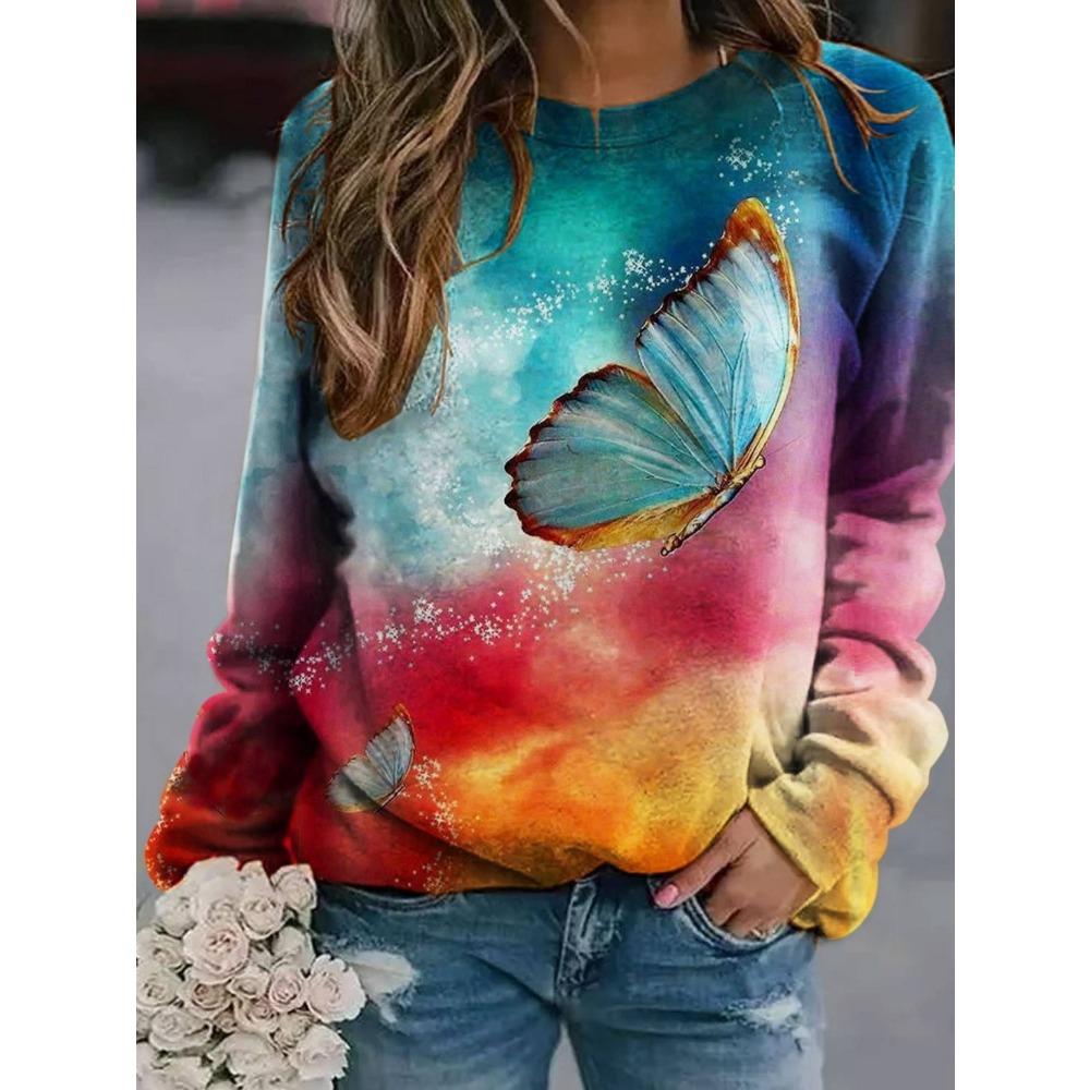 Autumn Pullovers & Long Sleeves Fashion New 3D Animal Print Urban Leisure Women's Round Neck Long Sleeved Pullover
