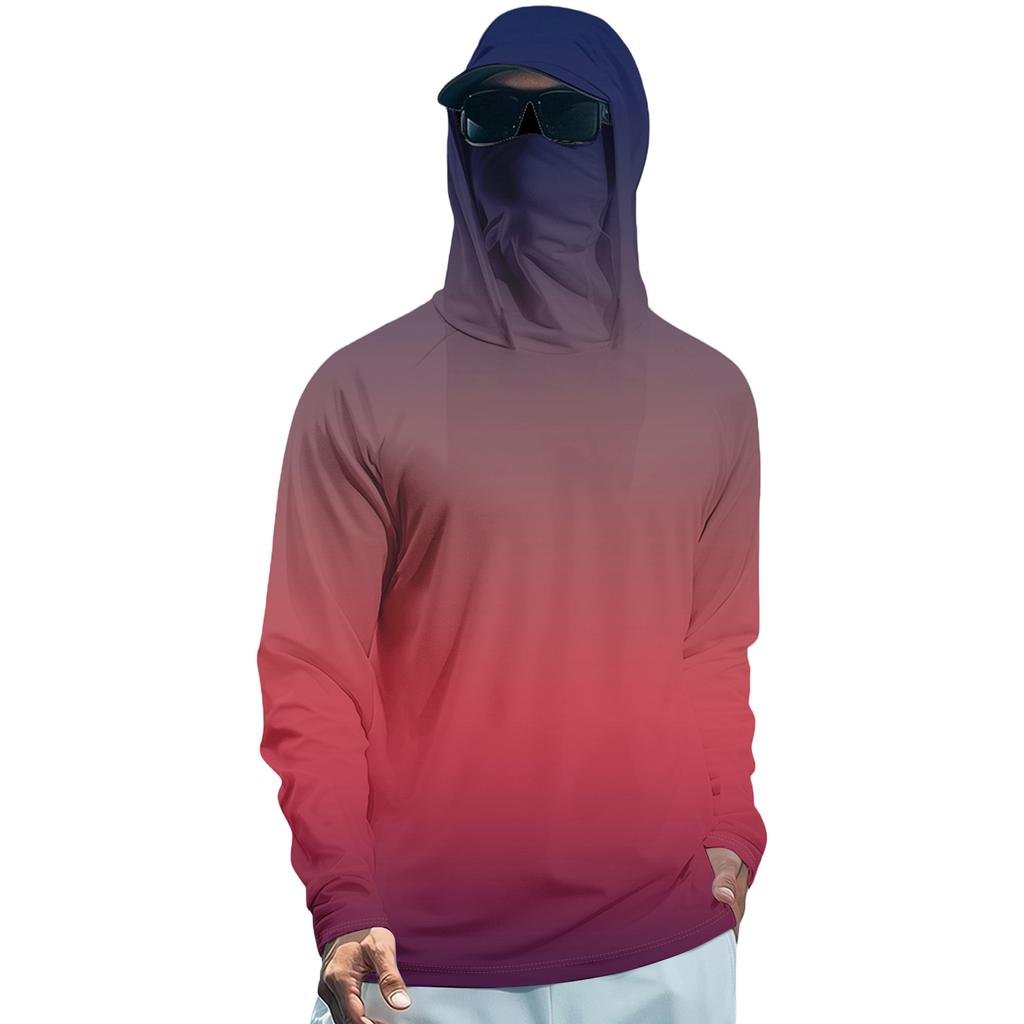 Tricou de vară cu mânecă lungă pentru bărbați Uscare rapidă Îmbrăcăminte de soare Pescuit Fitness Sport Hded Tricou cu mânecă lungă
