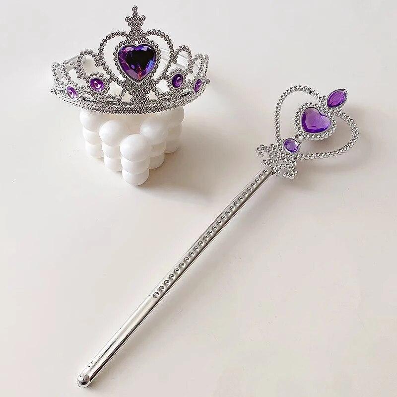 Non-Toxic 6Pcs Rhinestone Tiara Crown And Magic Wand With Glitter Crystal Head Hoop Jewelry Hair Accessories For Children Teens Birthday Gift