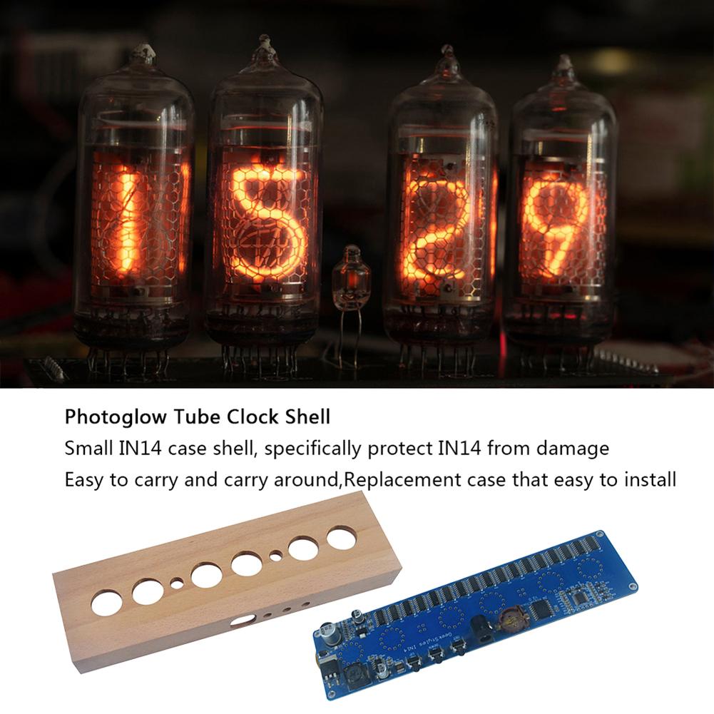 IN14 Glow Tube Clock DIY Tube Clock Kit Beech Wood Shell IN14 Nixie Tube Digital LED Clock DC12V 1A Multi Color for Time Display