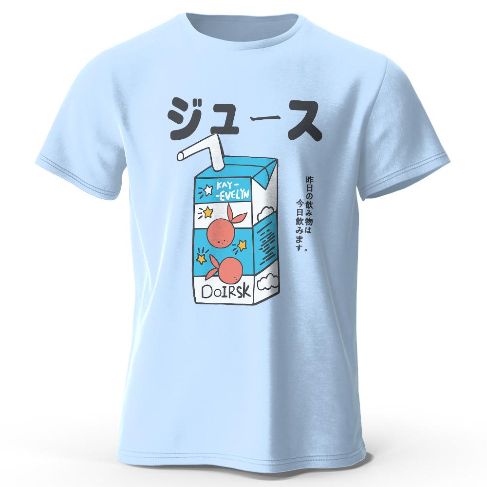 Japanese Soda Pop Anime Printed 100% Cotton T-Shirt, Ultra Soft Round Neck Short Sleeve Tee for Men & Women