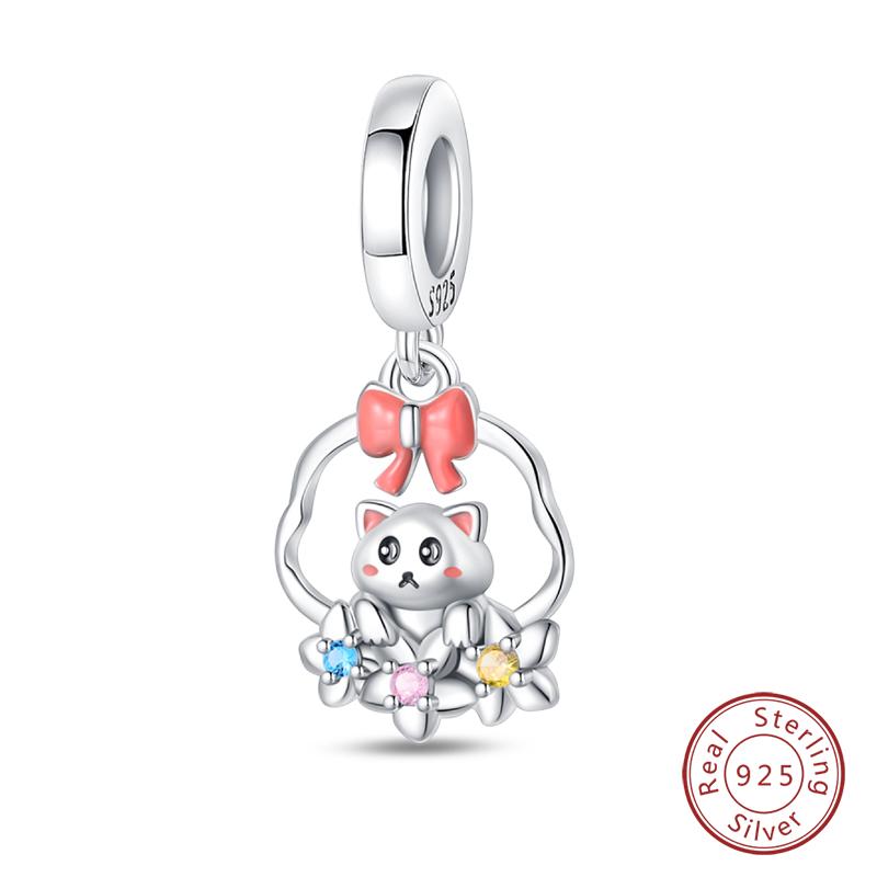 Fashion Copper Vacation Surfing Cats Cute Pink Rabbit Animal Charms Pendants Fit Qikaola Bracelets Fine Diy Jewelry