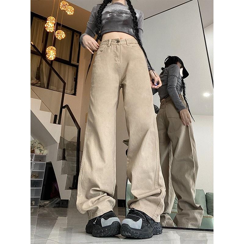 Women High Waist Wide Leg Jeans Loose Straight Cut Denim Trousers Light Blue Fall 2026