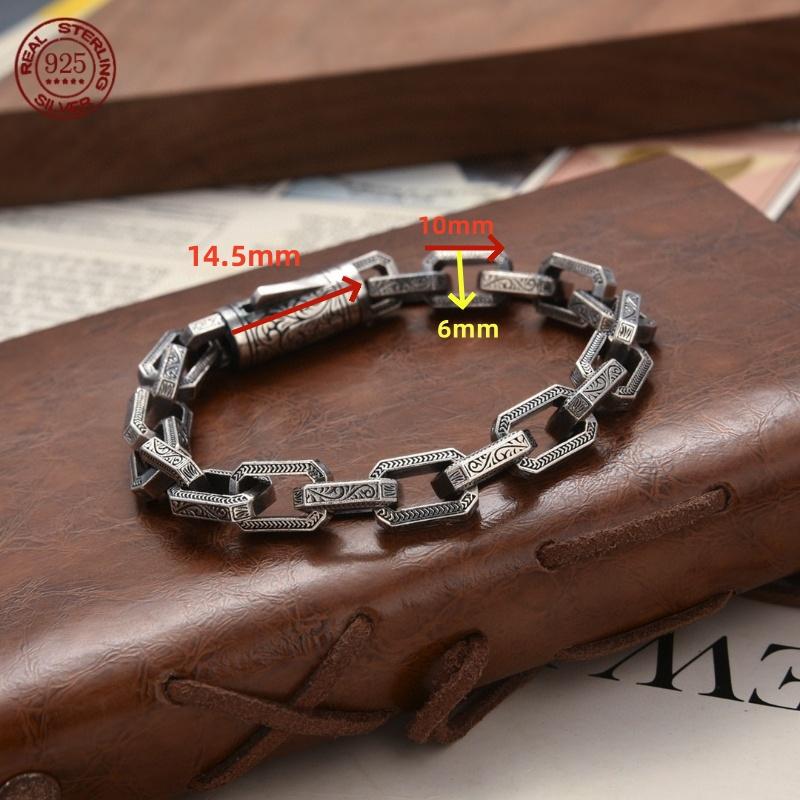 925 Sterling Silver  Horus Eye of God Cuban Bracelet Men's Fashion Hip Hop Simple Gift Fashion Jewelry Accessories