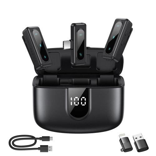 2025 New Lapel Microphone: Ultra-Lightweight Wireless Lapel Microphone with 38-Hour Noise Reduction and Automatic Limiting Function for Camera, iPhone