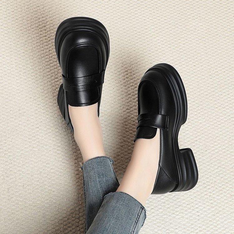 Loafers women's 2025 autumn new women's shoes platform sole one pedal jk single shoes increase the height of British style casual small leather