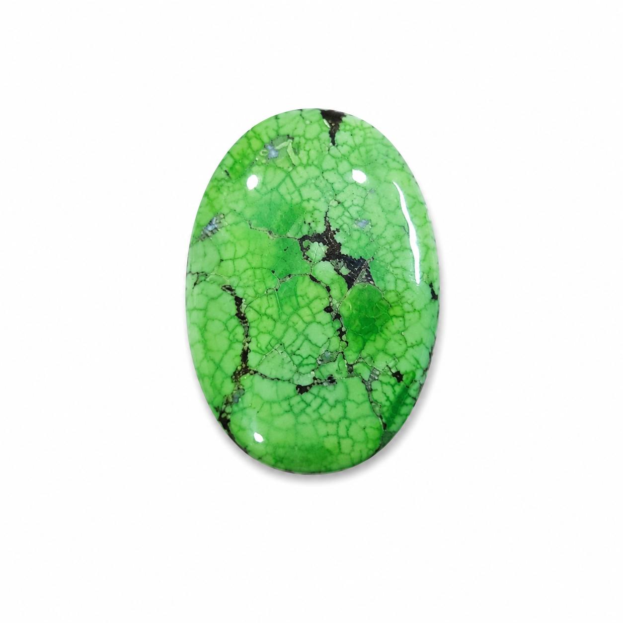 Green Turquoise Oval Cabochon | Large Statement Gemstone for Jewelry Making 27x39mm зелёный