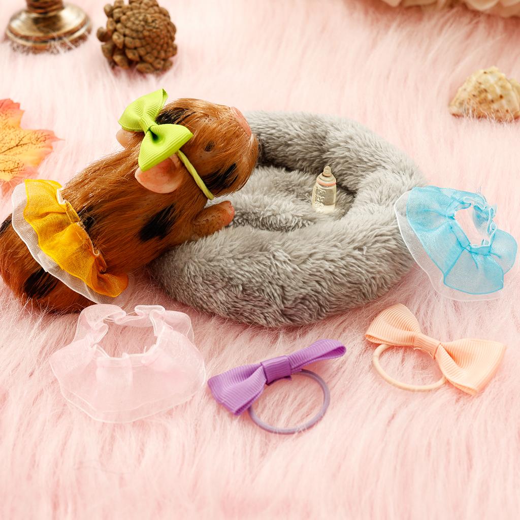 5Inch Silicone Pig Doll Toy Reborn Piglet Mini Doll Stretchy Realistic Soft Cute Piggy with Clothes Accessories for Kids Gift