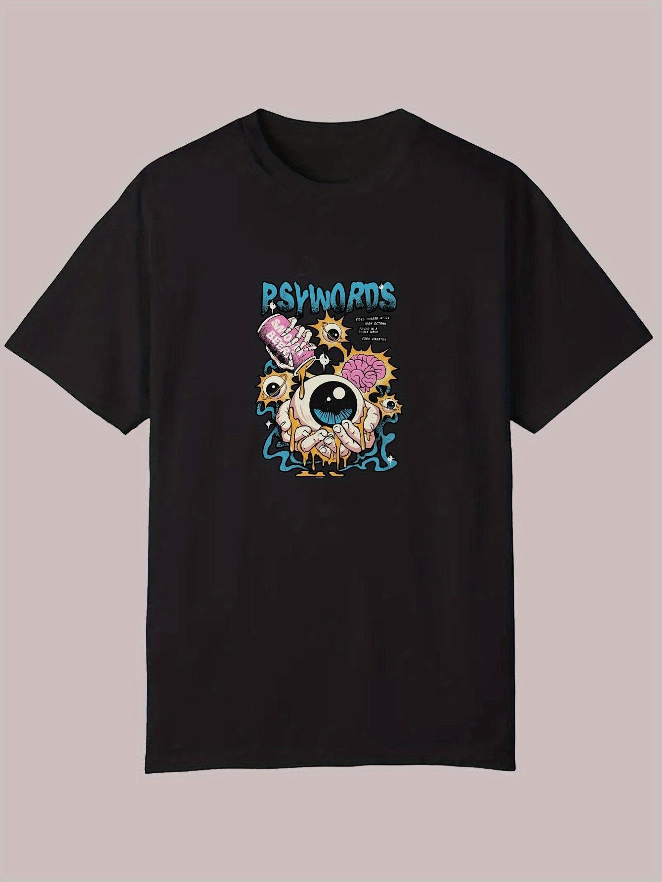 Casual Summer Graphic T-shirt - Black Polyester Crew Neck with Colorful BSWARDS Design XL