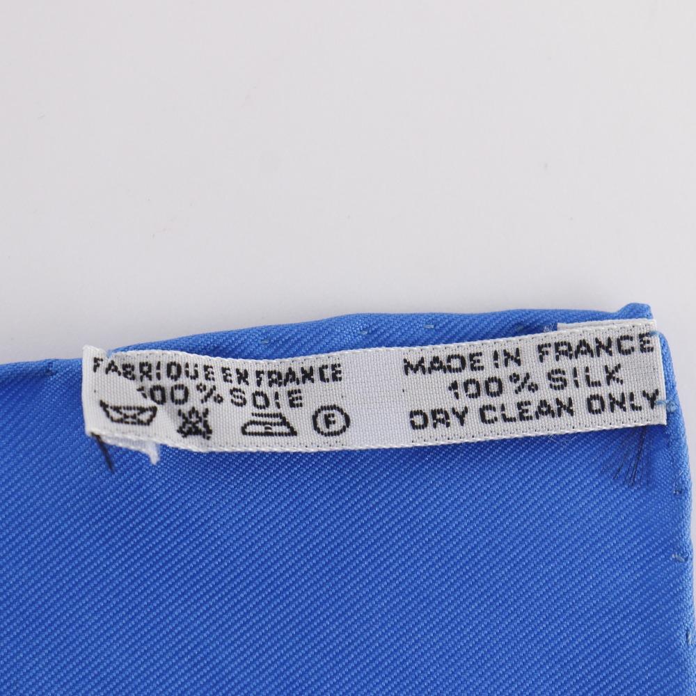 Hermes Carree90 Scarf Blue Silk Women Used