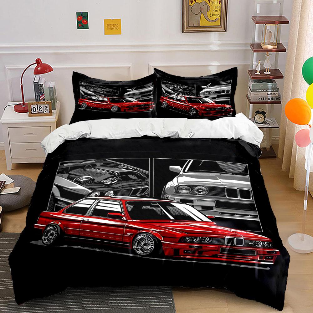 Red Sports Car Illustration. Bedding Sets Duvet Cover Sets Duvet Covers Pillowcases(1 * Duvet Cover 2 * Pillowcases Without Duvet Insert)