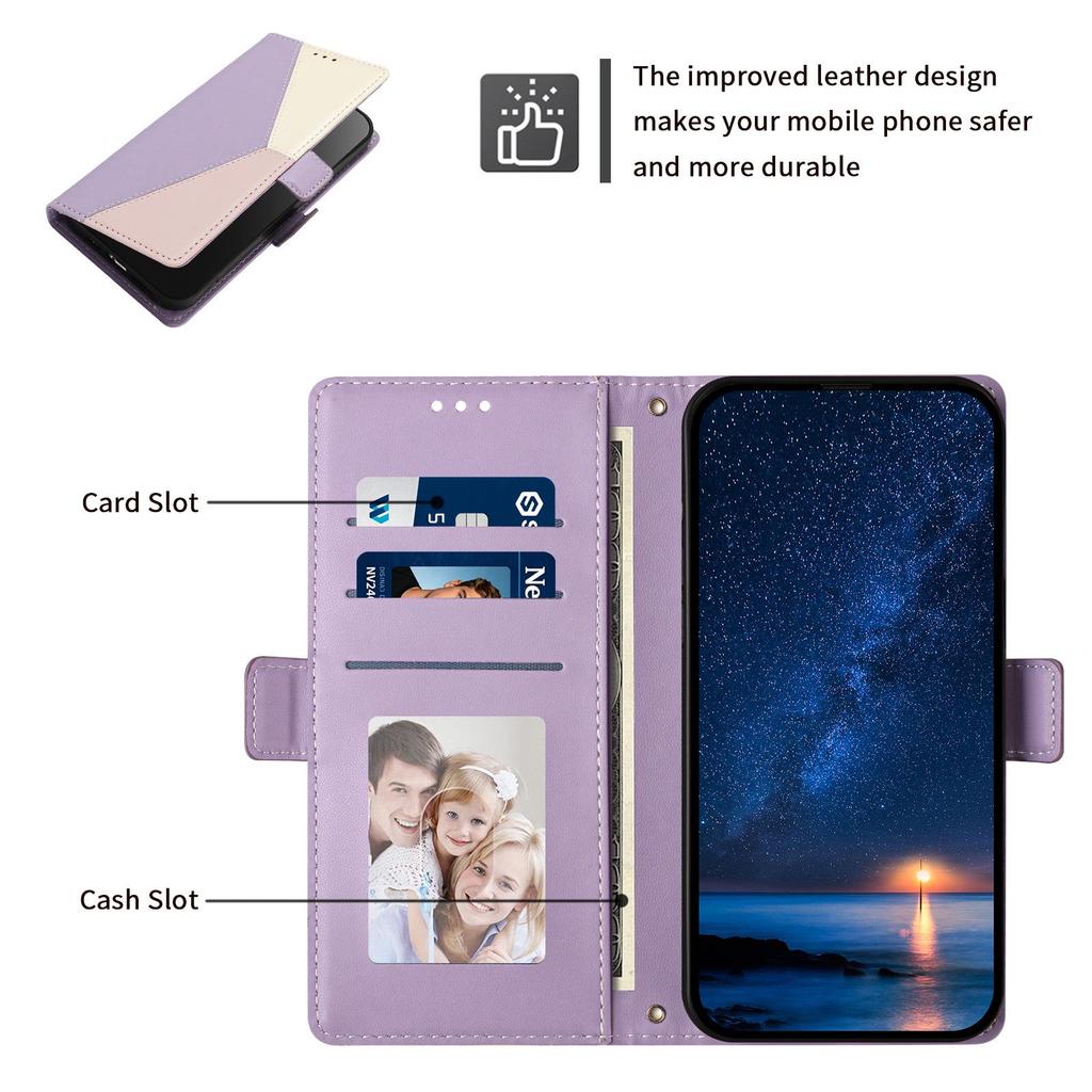Cubot P80 Leather Case: Three-Color Patchwork Design with Contrast Card Slot for Max 5 5G Protection