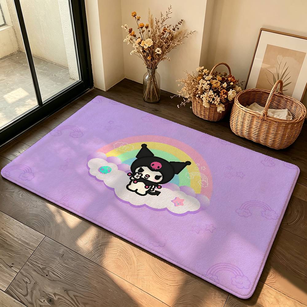 Kawaii K-Kuromi Cute Carpet Bathroom Anti-slip Mat Door Mat Home Decoration Mat Entrance Door Mat Scratch-resistant Door Mat