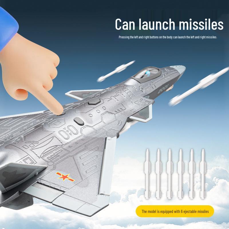 1:84 J-20 Stealth Fighter Alloy Model Toy with Sound & Light, Pull-Back Action, Folding Wings